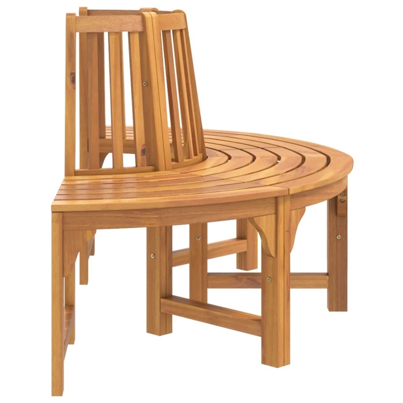 Bowery Hill Solid Eucalyptus Wood Tree Bench in Reddish Brown with an Oil Finish