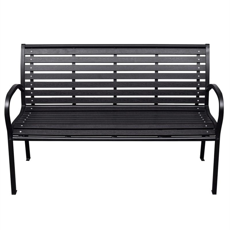 Bowery Hill Contemporary Steel 116 cm wide Garden Bench in Black