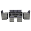 Bowery Hill Synthetic Poly Rattan Sofa Set in Grey and Dark Grey