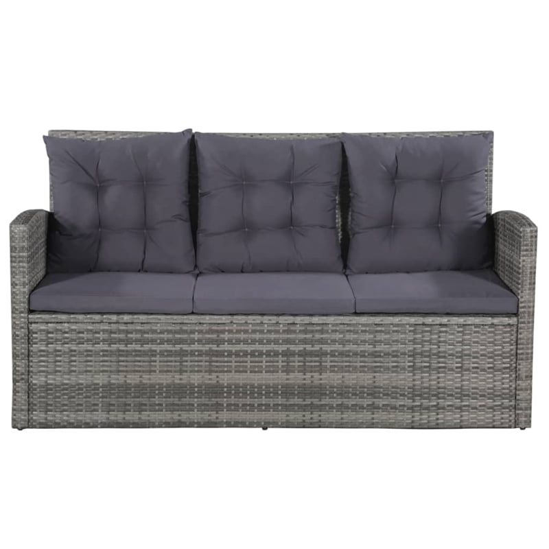 Bowery Hill Synthetic Poly Rattan Sofa Set in Grey and Dark Grey