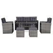 Bowery Hill Synthetic Poly Rattan Sofa Set in Grey and Dark Grey
