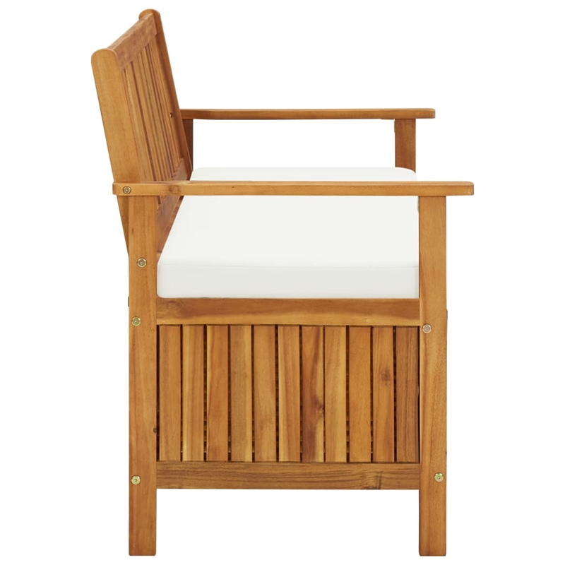 Bowery Hill Solid Acacia Wood Cushion Storage Bench in Natural wood