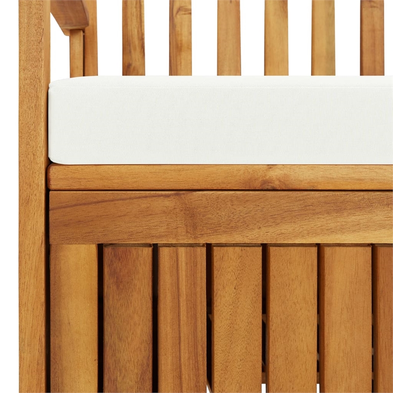 Bowery Hill Solid Acacia Wood Cushion Storage Bench in Natural wood