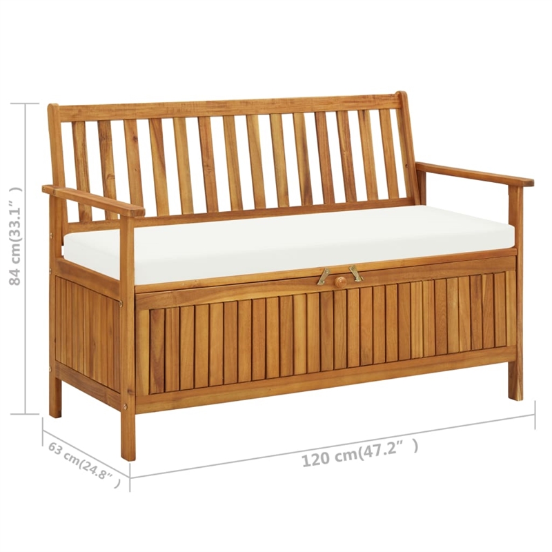 Bowery Hill Solid Acacia Wood Cushion Storage Bench in Natural wood