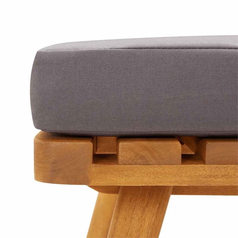 Bowery Hill Solid Acacia Wood Garden Footstool in Natural and Dark Grey