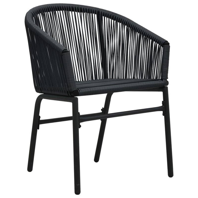 Bowery Hill Contemporary 3 Piece Rattan Bistro Set in Black Finish