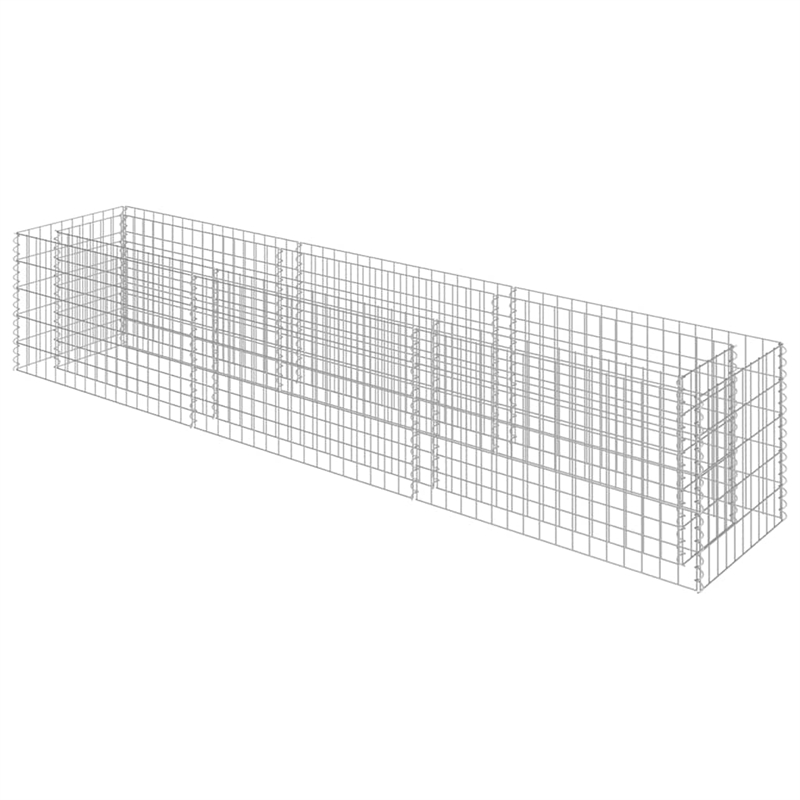 Bowery Hill Galvanized Steel Large Durable Gabion Raised Bed in Silver