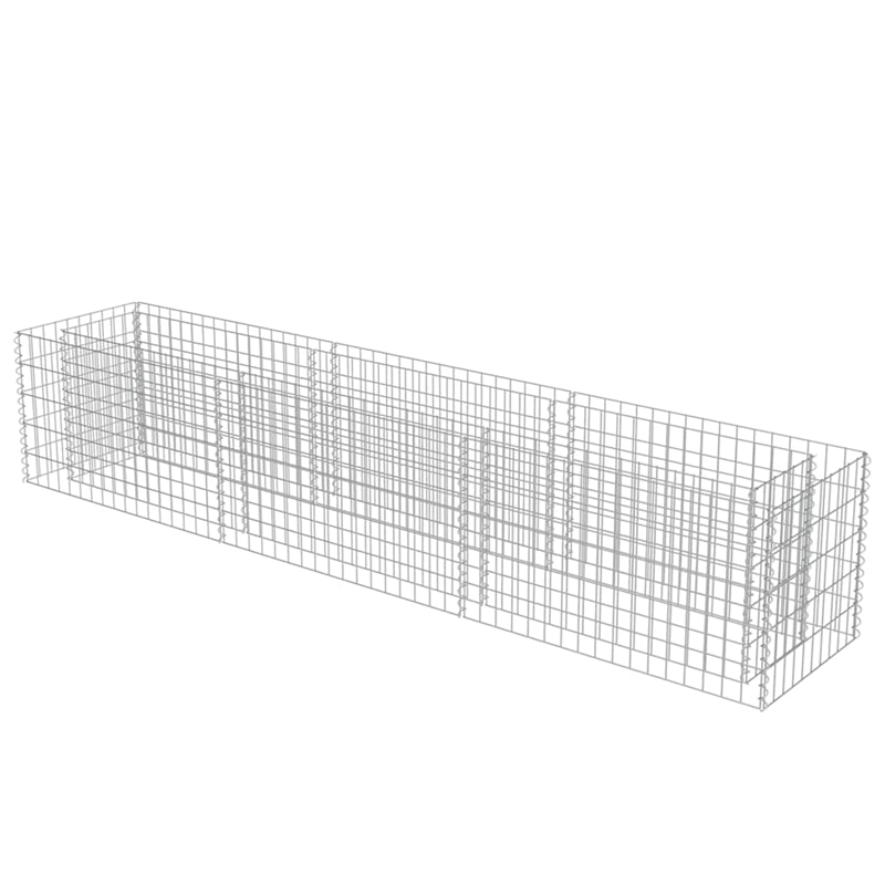 Bowery Hill Galvanized Steel Large Durable Gabion Raised Bed in Silver