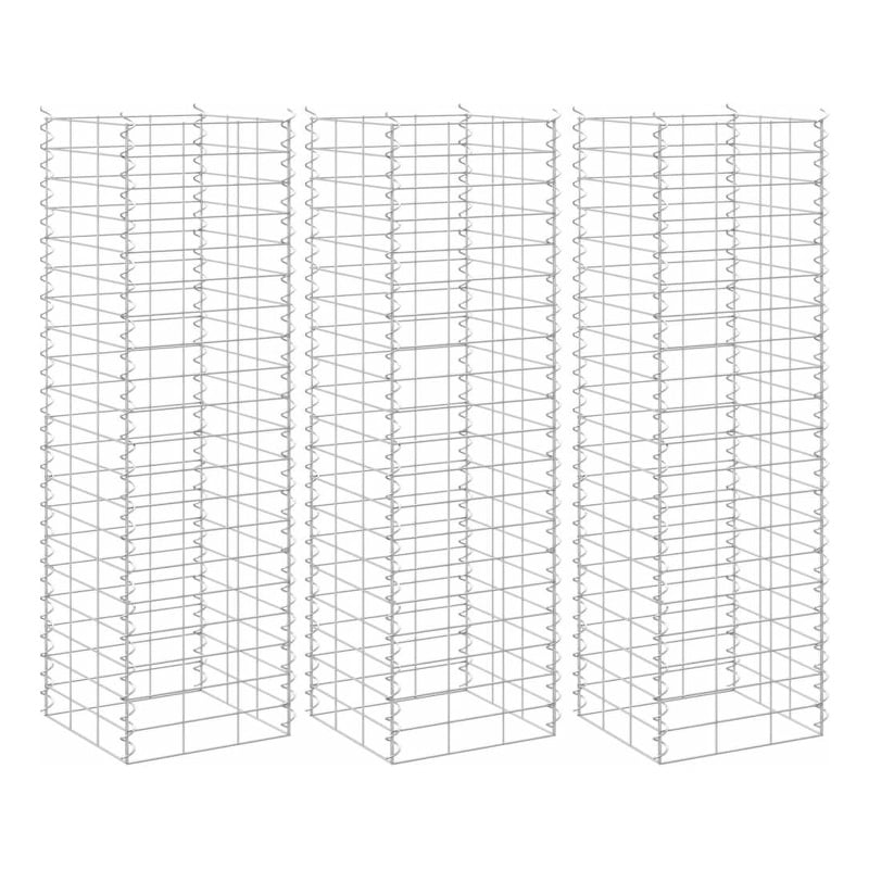 Bowery Hill Iron Medium Heavy Duty Gabion Raised Bed in Silver