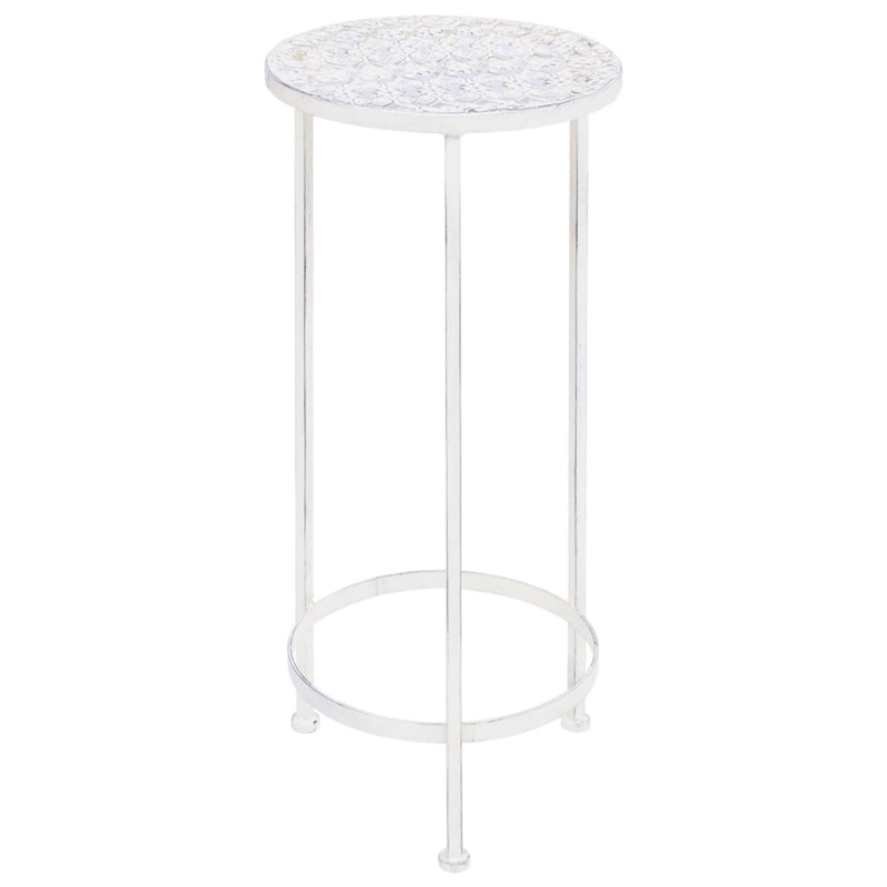 Bowery Hill Medium Stackable Plant Stand in Antique White Metal