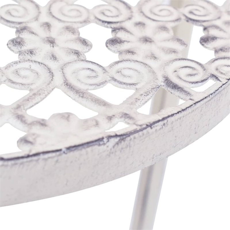 Bowery Hill Medium Stackable Plant Stand in Antique White Metal