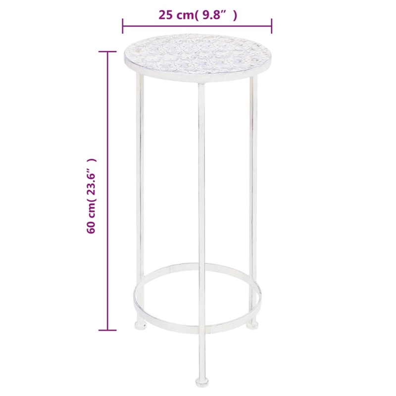 Bowery Hill Medium Stackable Plant Stand in Antique White Metal