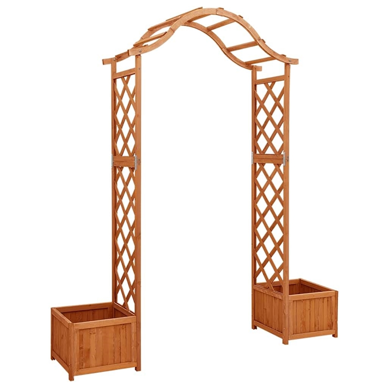 Bowery Hill Solid Firwood Large Wooden Garden Arch in Natural Wood
