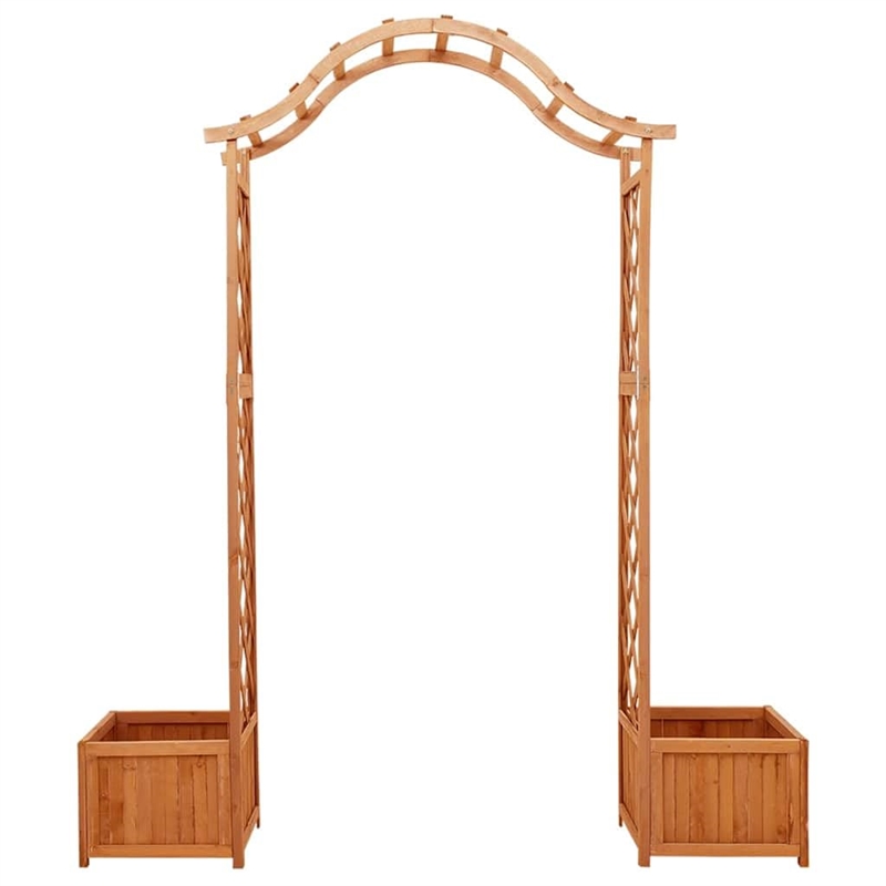 Bowery Hill Solid Firwood Large Wooden Garden Arch in Natural Wood