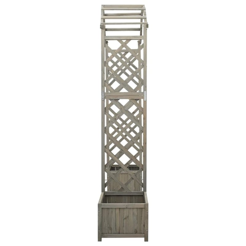 Bowery Hill Large Decorative Inlays Wooden Garden Arch in Grey Solid Firwood
