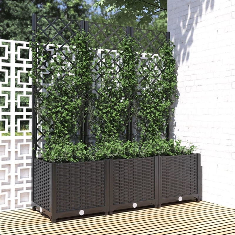 Bowery Hill Contemporary Polypropylene Large Garden Planter in Black