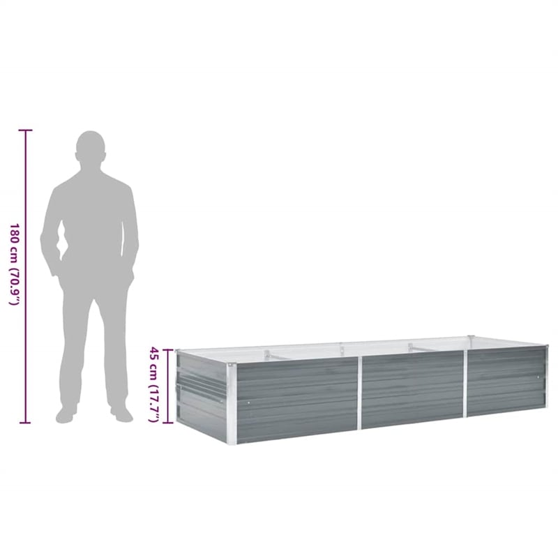 Bowery Hill Contemporary Galvanized Steel Durable Raised Bed in Grey