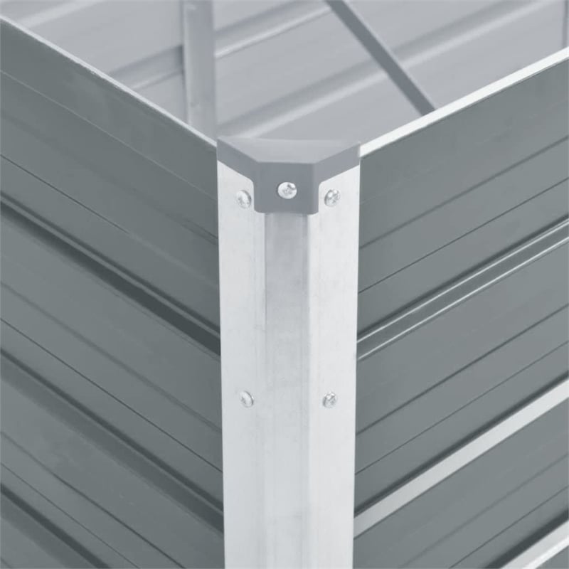 Bowery Hill Contemporary Galvanized Steel Durable Raised Bed in Grey