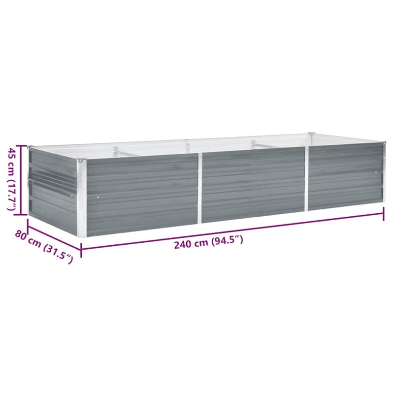 Bowery Hill Contemporary Galvanized Steel Durable Raised Bed in Grey