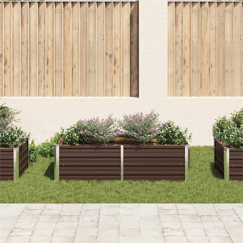 Bowery Hill Galvanized steel Large Durable Raised Garden Bed in Brown