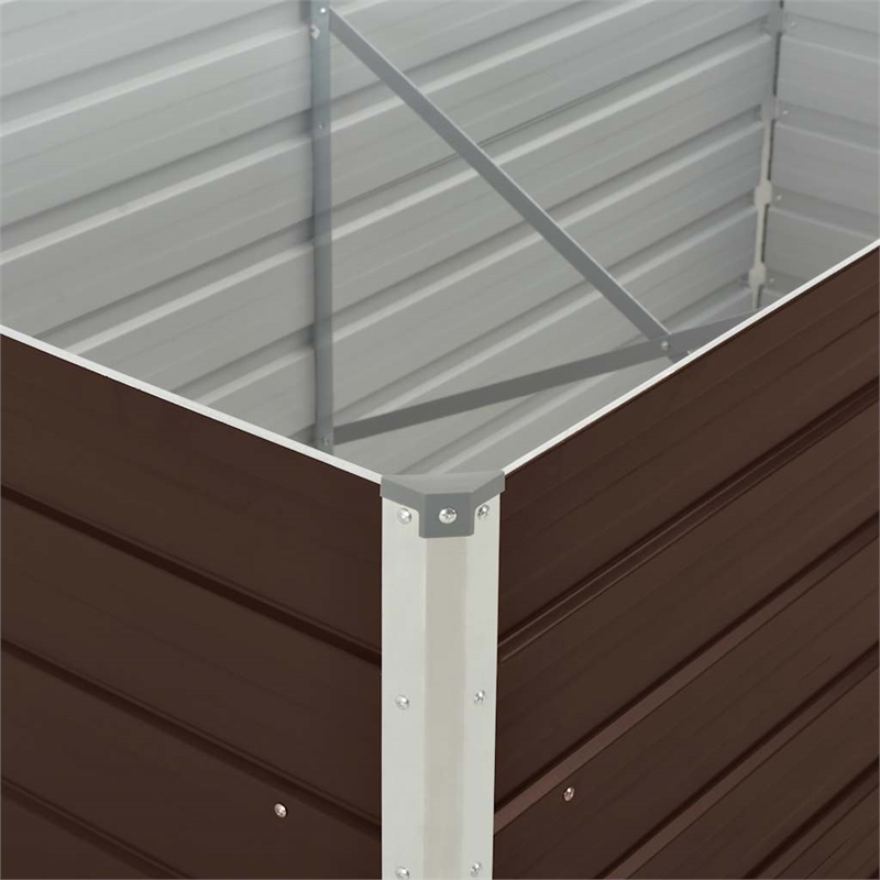 Bowery Hill Galvanized steel Large Durable Raised Garden Bed in Brown
