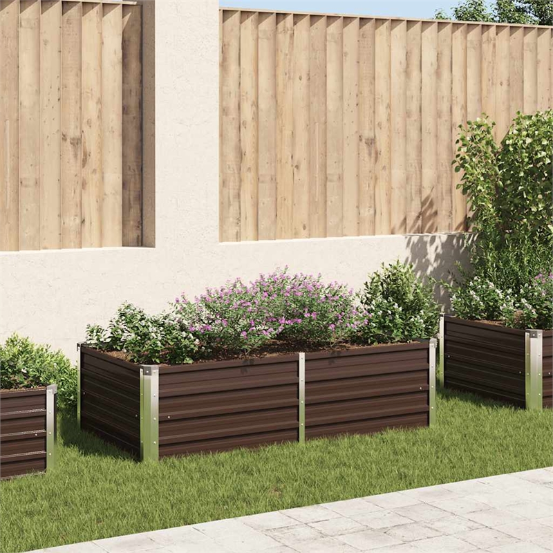 Bowery Hill Galvanized steel Large Durable Raised Garden Bed in Brown