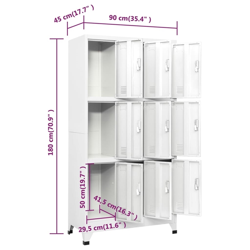 Bowery Hill Contemporary Steel Locker Cabinet in Gray Finish