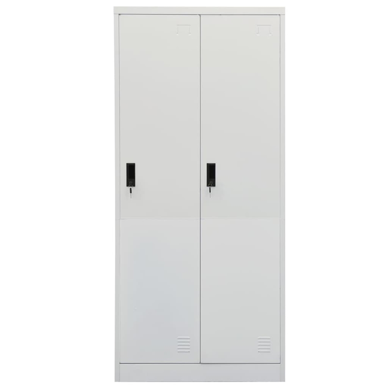 Bowery Hill Contemporary Steel Medium Rectangular Wardrobe in Light Grey