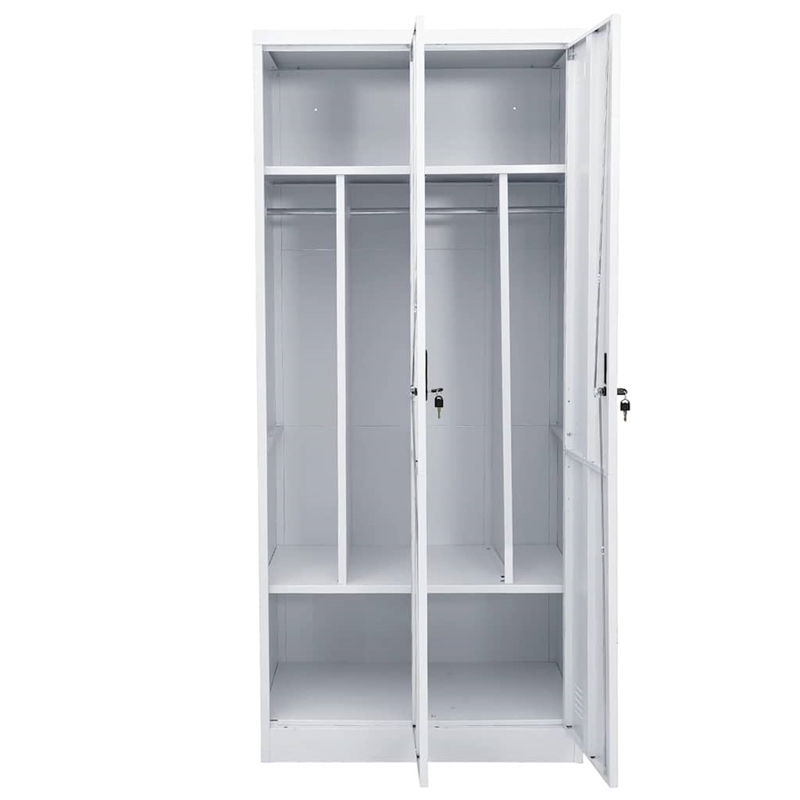 Bowery Hill Contemporary Steel Medium Rectangular Wardrobe in Light Grey