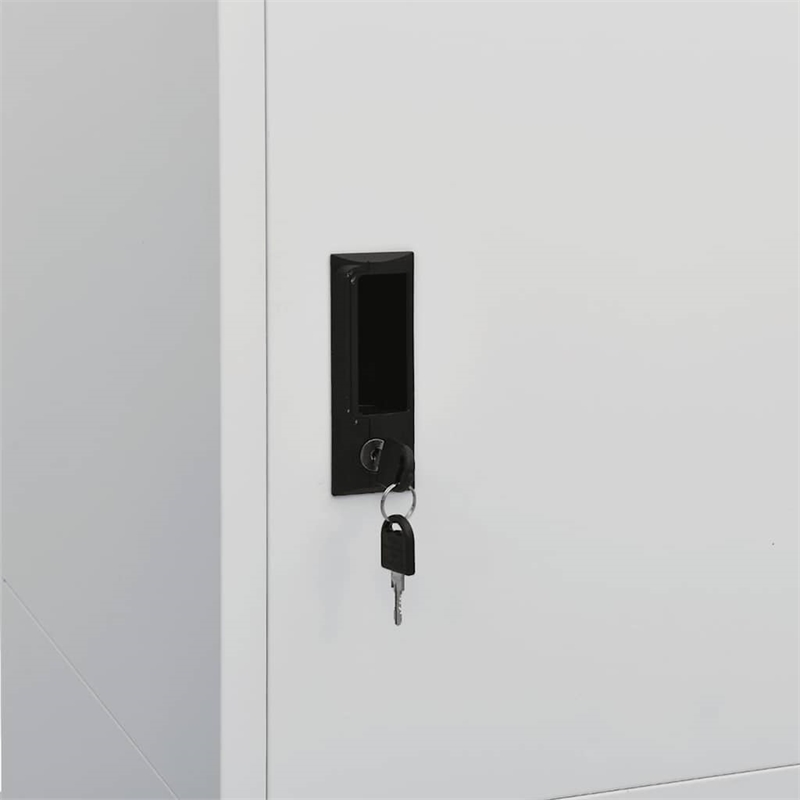 Bowery Hill Contemporary Steel Medium Rectangular Wardrobe in Light Grey