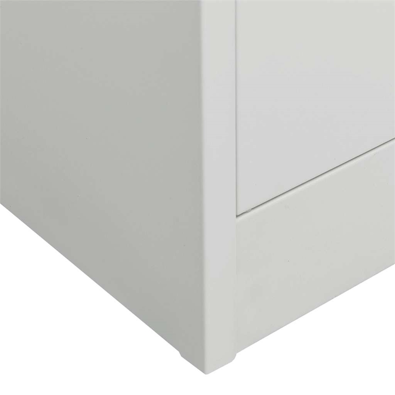 Bowery Hill Contemporary Steel Medium Rectangular Wardrobe in Light Grey