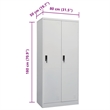 Bowery Hill Contemporary Steel Medium Rectangular Wardrobe in Light Grey
