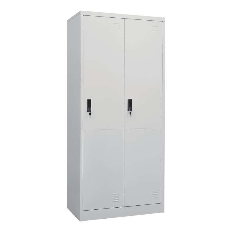 Bowery Hill Contemporary Steel Medium Rectangular Wardrobe in Light Grey