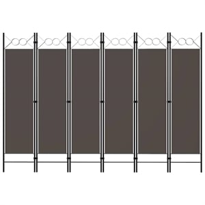 Bowery Hill Contemporary Fabric 6-Panel Room Divider in Anthracite