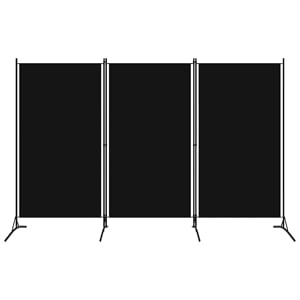 Bowery Hill Contemporary 3-Panel Room Divider in Black Fabric