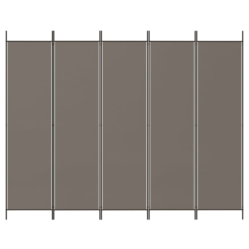 Bowery Hill Contemporary 5-Panel Room Divider in Anthracite Fabric