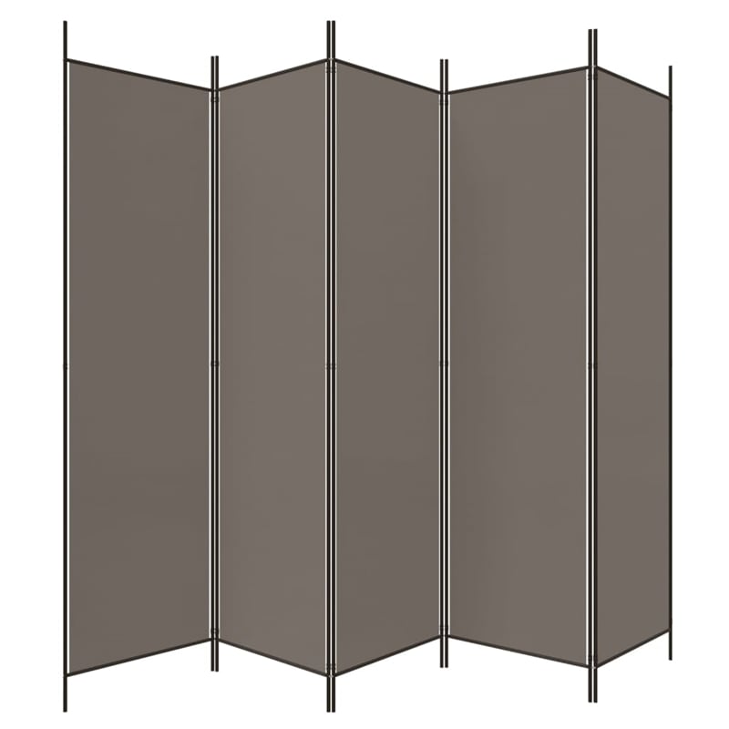 Bowery Hill Contemporary 5-Panel Room Divider in Anthracite Fabric