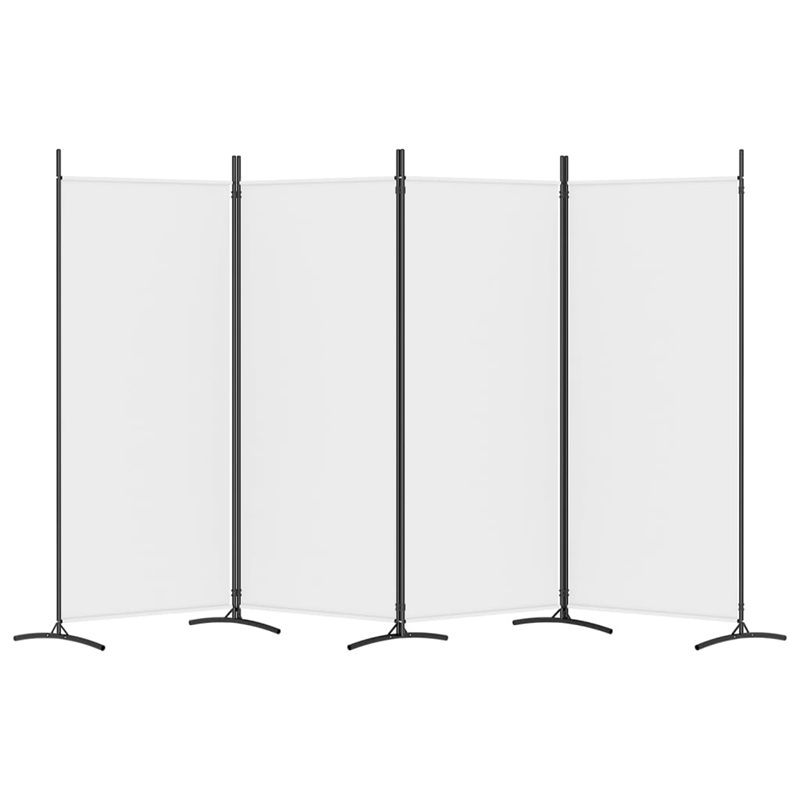 Bowery Hill Contemporary 4-Panel Room Divider in White Fabric