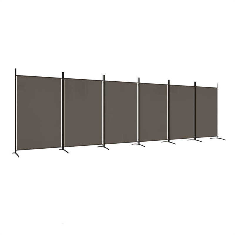 Bowery Hill Contemporary 6-Panel Room Divider in Anthracite Fabric