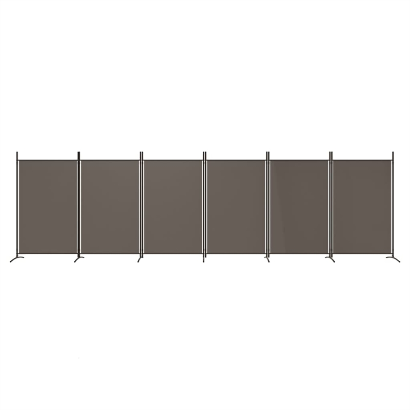 Bowery Hill Contemporary 6-Panel Room Divider in Anthracite Fabric