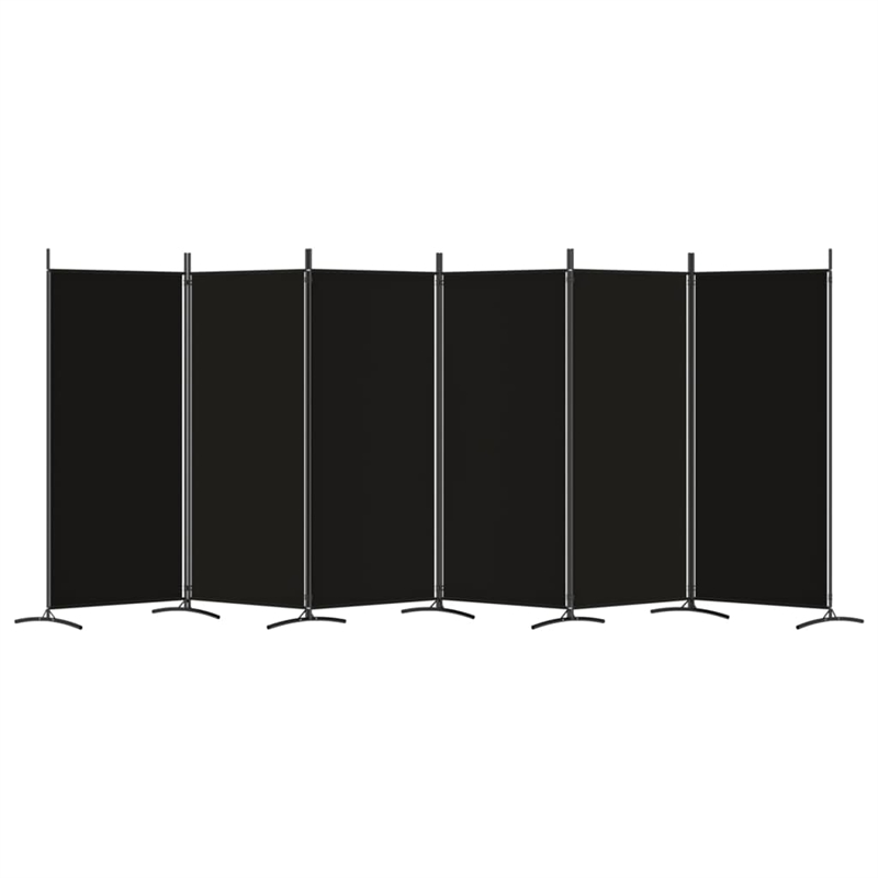 Bowery Hill Contemporary 6-Panel Room Divider in Black Fabric