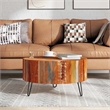 Bowery Hill Solid Reclaimed Wood Multicolor Coffee Table Round Polished 27.6
