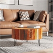 Bowery Hill Solid Reclaimed Wood Multicolor Coffee Table Round Polished 27.6