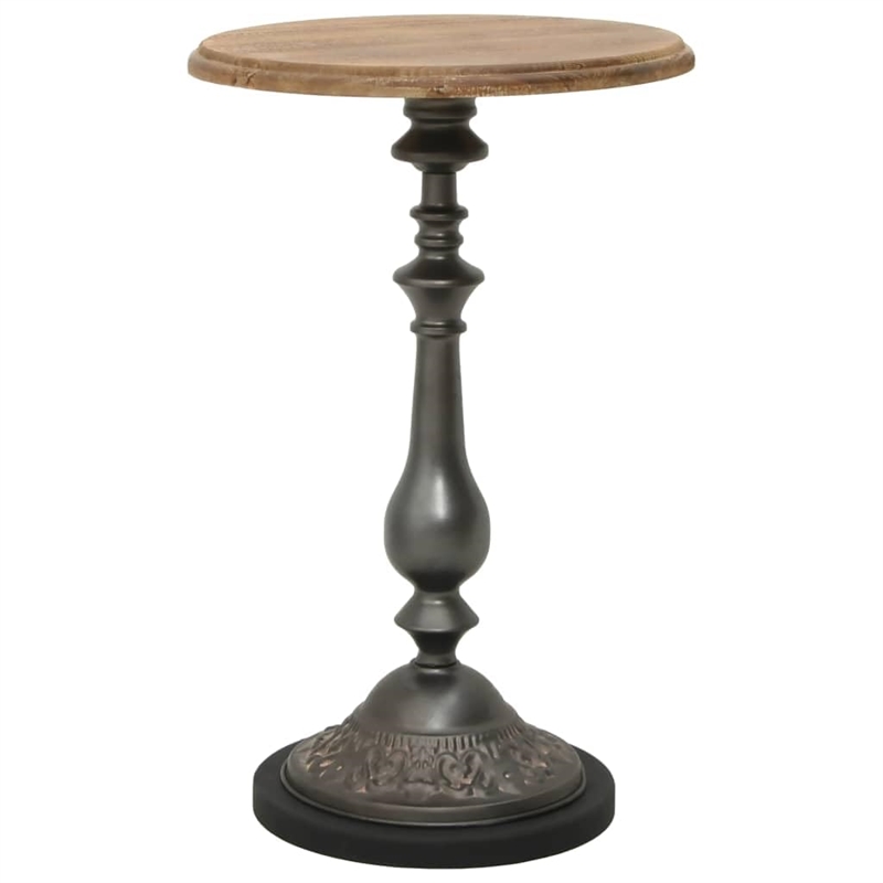 Bowery Hill Solid Fir Wood & Steel Small Simplistic End Table in Brown