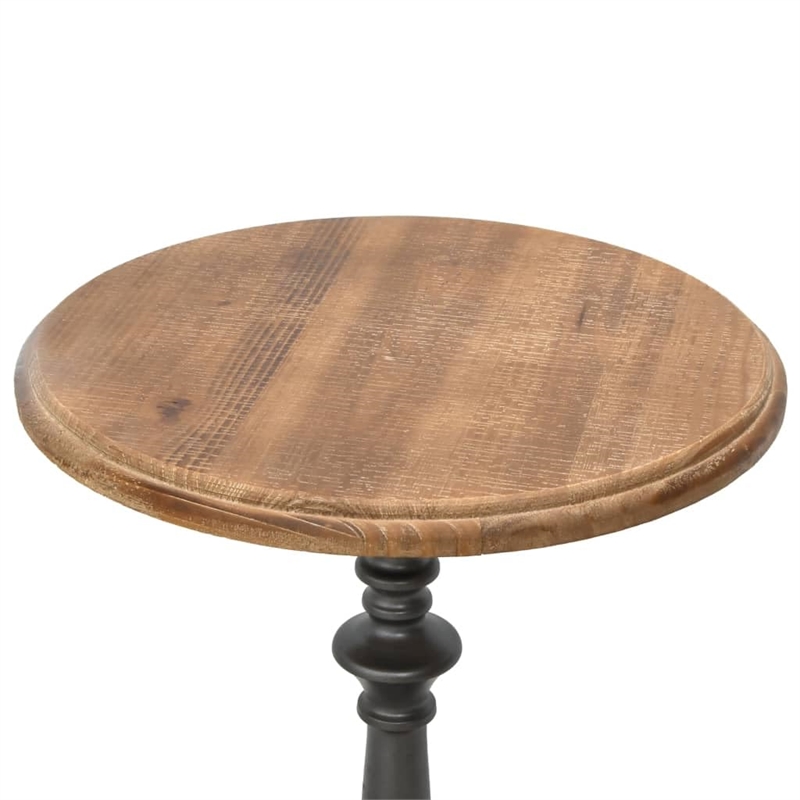 Bowery Hill Solid Fir Wood & Steel Small Simplistic End Table in Brown