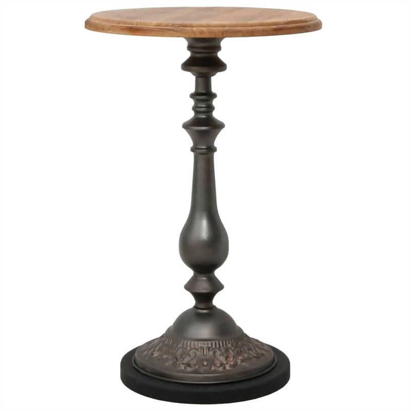 Bowery Hill Solid Fir Wood & Steel Small Simplistic End Table in Brown