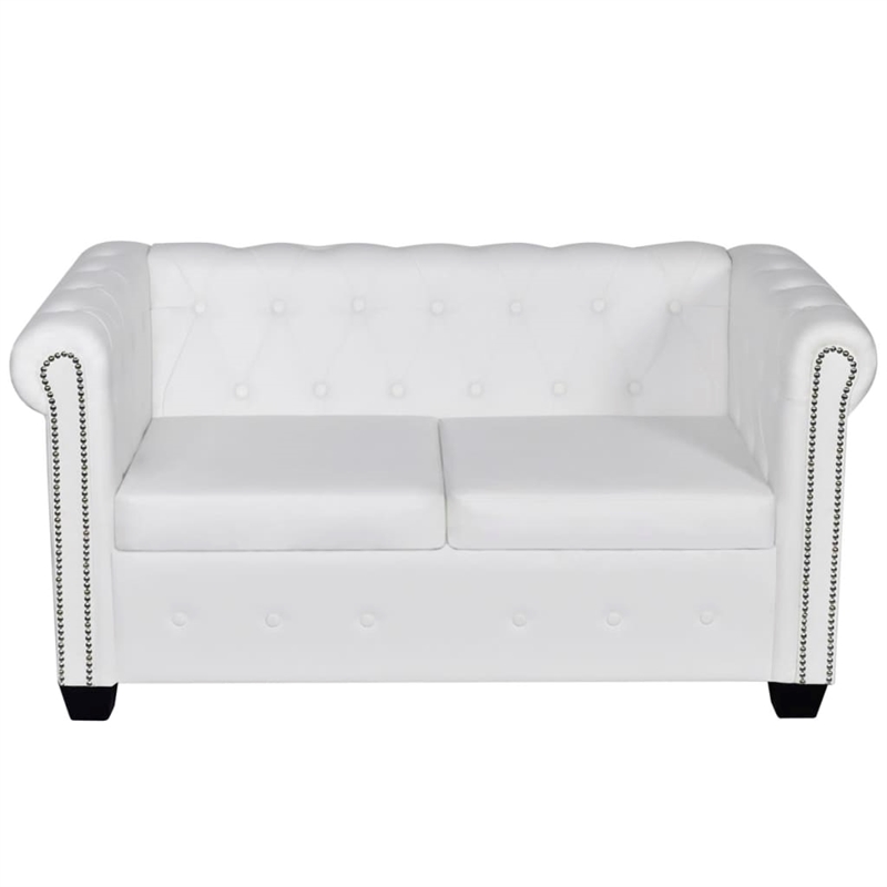 Bowery Hill Contemporary Wooden Frame Sofa in White Artificial Leather