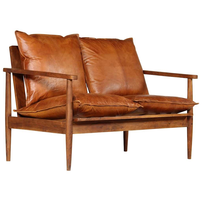Bowery Hill Contemporary Durable Rectangular 2-Seater Sofa in Brown