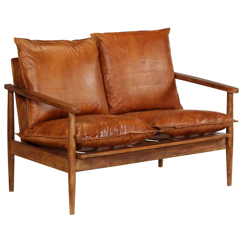 Bowery Hill Contemporary Durable Rectangular 2-Seater Sofa in Brown