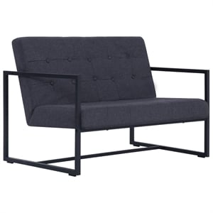 Bowery Hill Steel 2-Seater Sofa in Dark Gray Polyester Fabric